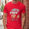 Vintage Fishing Men's T-Shirts Retro Color Block Fisherman Silhouette Graphic Tees Casual Short Sleeve Tops Oversized Clothing