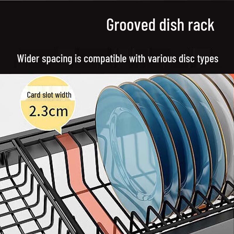 90cm Single-Tier Black Over-Sink Dish Drying Rack