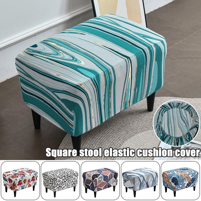 Nordic Style Ottoman Covers Spandex Rectangle Stool Cover All-inclusive Footstool Covers Furniture Protector Sofa Footrest Cover