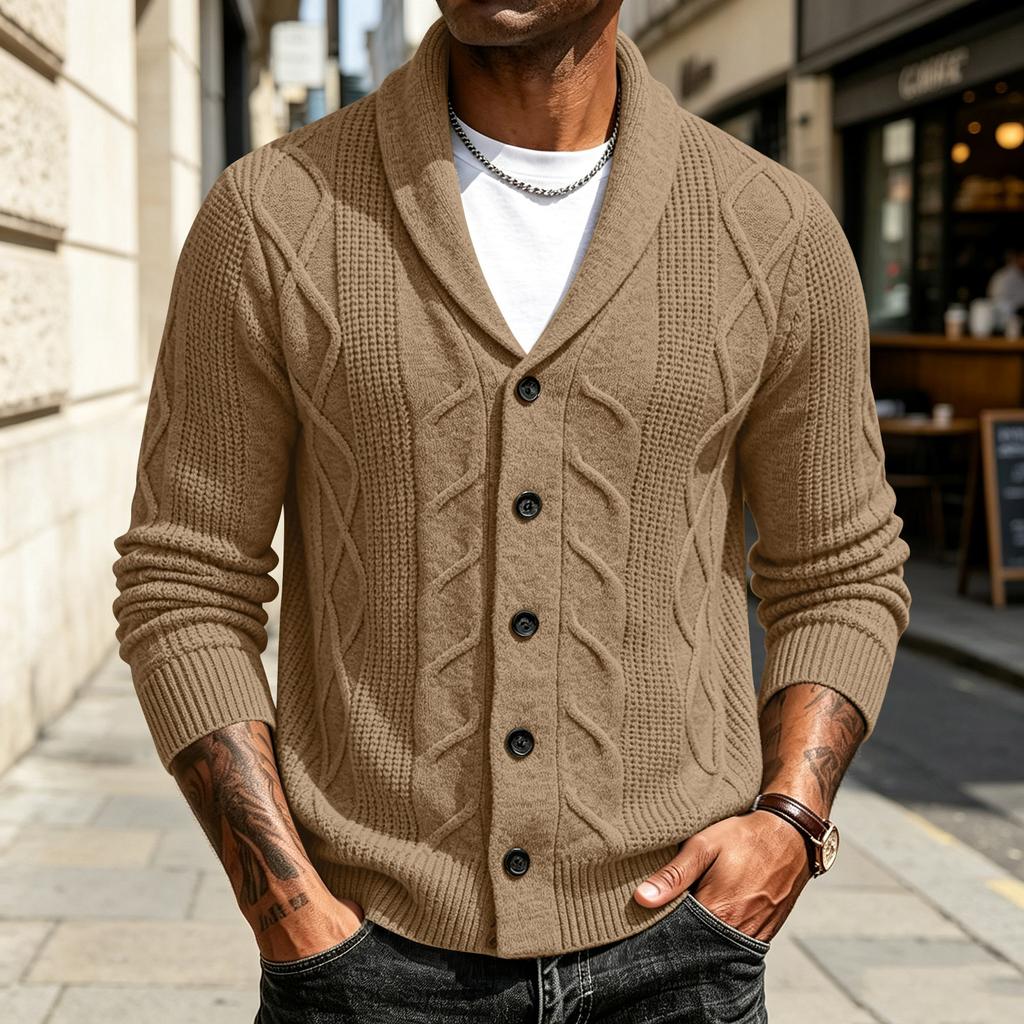 Herren Strick-Cardigan-Pullover, Farbe Knopfleiste Umlegekragen, Warm Vielseitig Trendig Herbst Winter Lässige Oberbekleidung