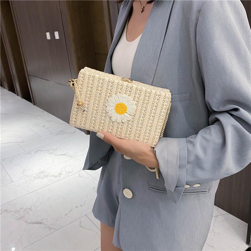 SCIONE Net Red Small Bag 2020 Women Messenger Bag Straw Woven Bag Small Square Bag Shoulder Bag