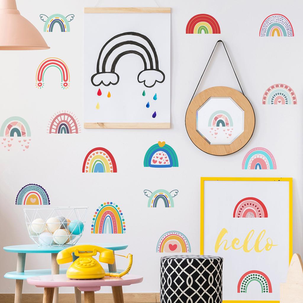 Cartoon Cute Rainbow Wall Stickers Bohemian Style Creative DIY Decoration Children's Room Bedroom Beautification Stickers