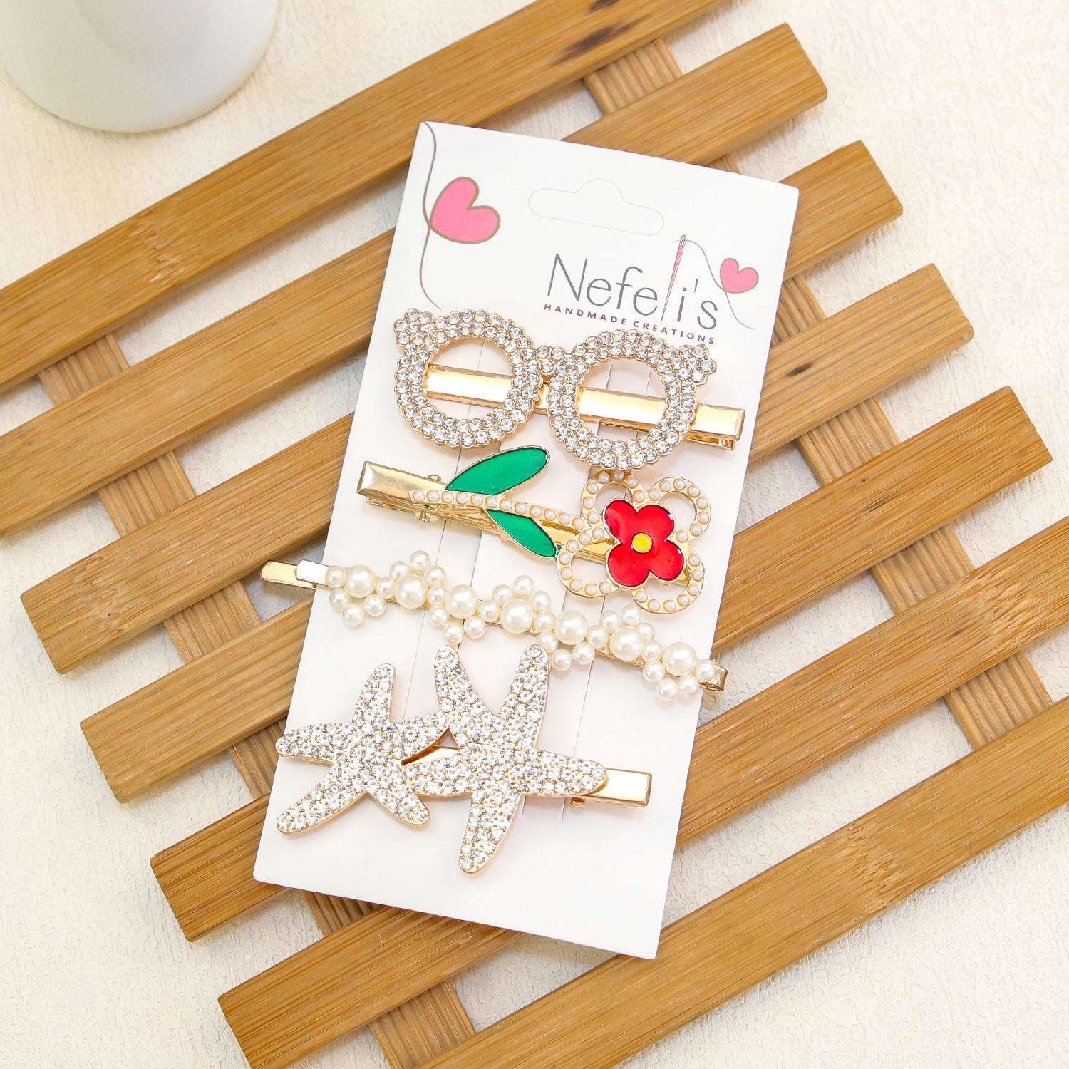 

5 шт./4 шт. Модные жемчужные заколки для волос для девочек, хрустальные заколки-автоматы, сплавные заколки-клипсы, женские аксессуары для волос для девочек