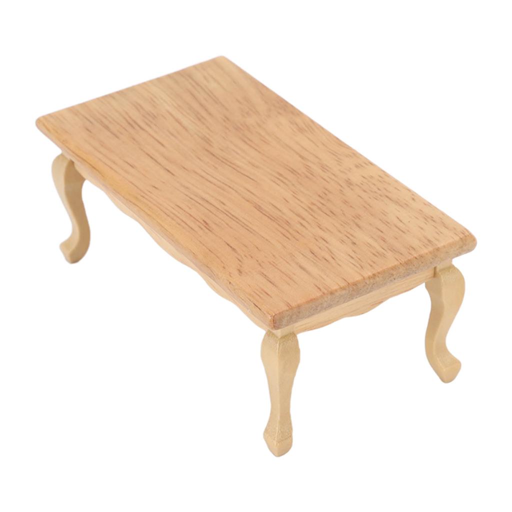 Domeček pro panenky Konferenční stolek 1/12 Březové dřevo Obdélníkový Miniaturní Čajový stolek pro Nábytek do domečku pro panenky