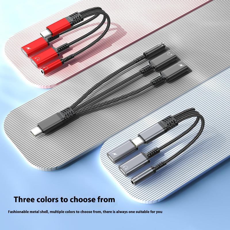1 Piece Headphone Adapter 3 In 1 Pd 60W Fast Charge Adapter For Phone16 15 Type C To Dual Type C/3.5Mm Jack Audio Adapter Cable