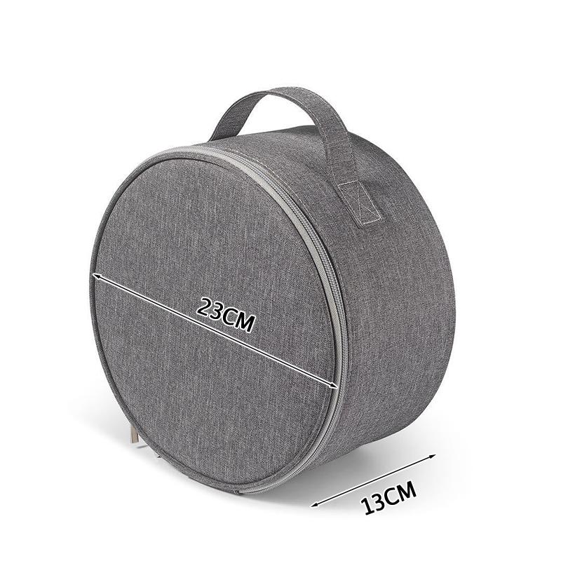 Round Telescopic Fan Storage Bag Large Capacity Outdoor Fan Hand Bag Folding Waterproof Fan Case with Double Zipper Mesh Pocket