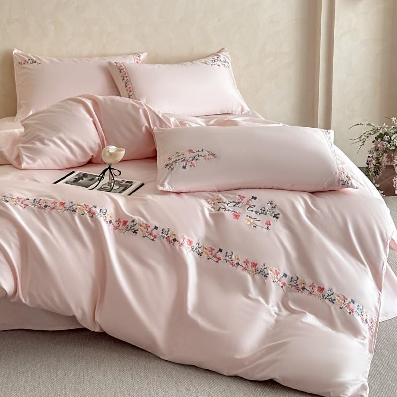 A-Line Luxury Embroidered Cotton Bedding Set 4-Piece Soft Breathable All-Season Bed Linens