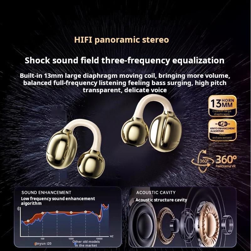 Wireless Bluetooth Earphones Ear-clip LED Power Display Earbuds Sport Headset For Phone HD Sound Game Headphones With Mic