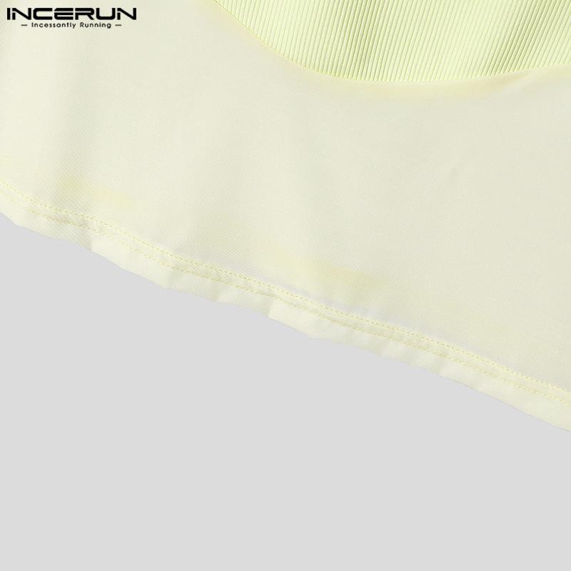 INCERUN Menn Ermeløs Mesh Patchwork Sexy Club Party Slim Tank Tops