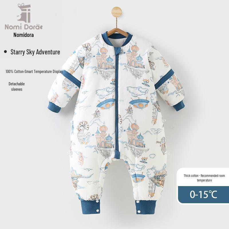 Quilted Unisex Infant & Toddler Sleeping Bag - Autumn/Winter, Anti-Kick, Anti-Startle, Down Protein Cotton, Temperature-Regulating.