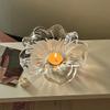 Elegant Glass Flower shaped Candle Holder Tabletop Decor Handmade Floral Decor Elegant Glass Candle Holder Decor Holiday Gift