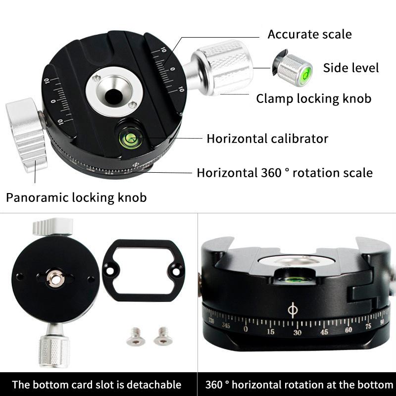 1 Set 360° Rotate Panoramic Shooting Clamp For Arca Swiss Camera Tripod Quick Release Clamp Holder Tripod Mount Plate Adapter