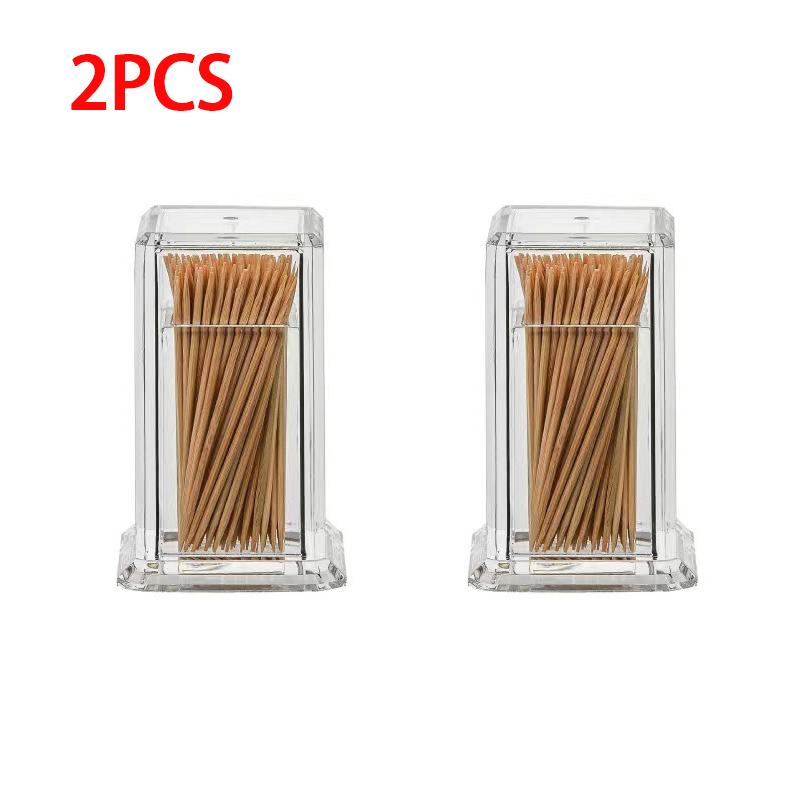 1pc Toothpick Storage Box High-end Transparent Toothpick Container Portable Rectangular Thickened Toothpick Case YQH002