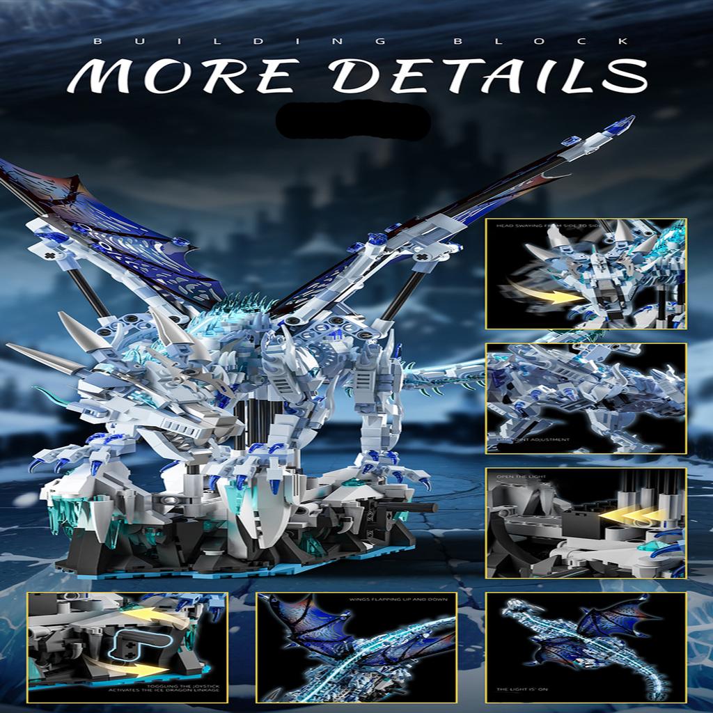 Mechanical Light, Frost, Giant Dragon, Beauty And Handcrafted Building Block Toy Model Ornaments For Boys And Girls