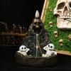 Halloween Skull Mountain Backflow Incense Burner Waterfall Incense Holder with 12 Incense Cones And Stick Resin Aromatherapy Holder