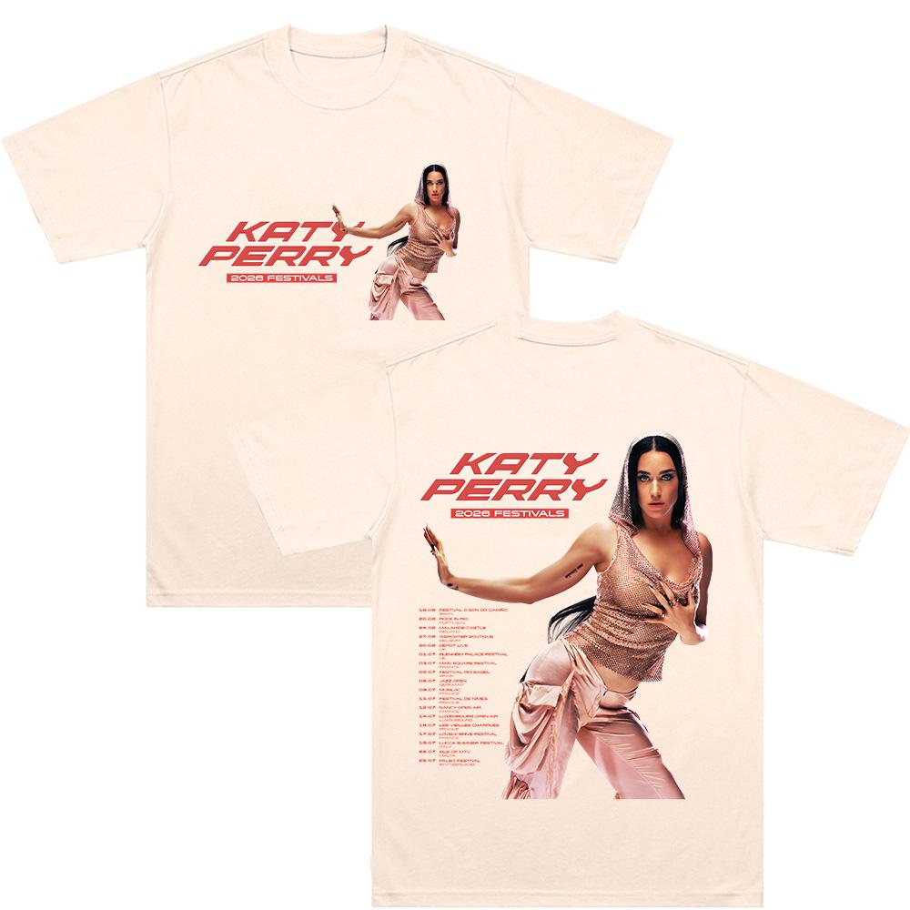 KatyPerry 2026 Festivals T Shirts Men Women Retro Fashion Tops Cotton Short Sleeve T-shirt Hip Hop Tee Comfort Clothes