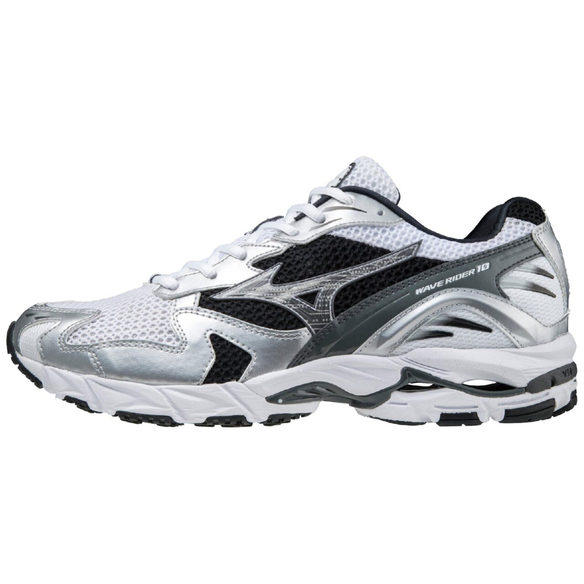 

Mizuno Кроссовки Wave Rider 10, Белый/Черный/Серебристый, Размер 26.0 см, 2E