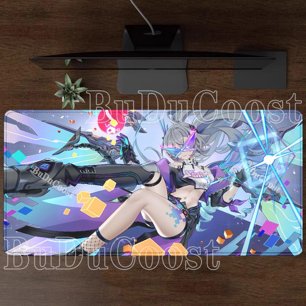 Silver Wolf LV.999 HSR Honkai Star Rail Large XXL Mousepad Overlock Keyboard Anime Girl Kawaii Mouse Pad PC HD Printing Desk Mat