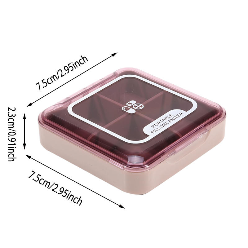 Mini Pill Subpackage Storage Cases Sealed and Moisture-proof 4-grid Medicine Box Travel Portable Square Medicine Boxes