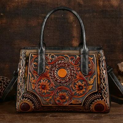 Sac en cuir gaufré rétro exquis pour femmes, sacs à bandoulière polyvalents de grande capacité