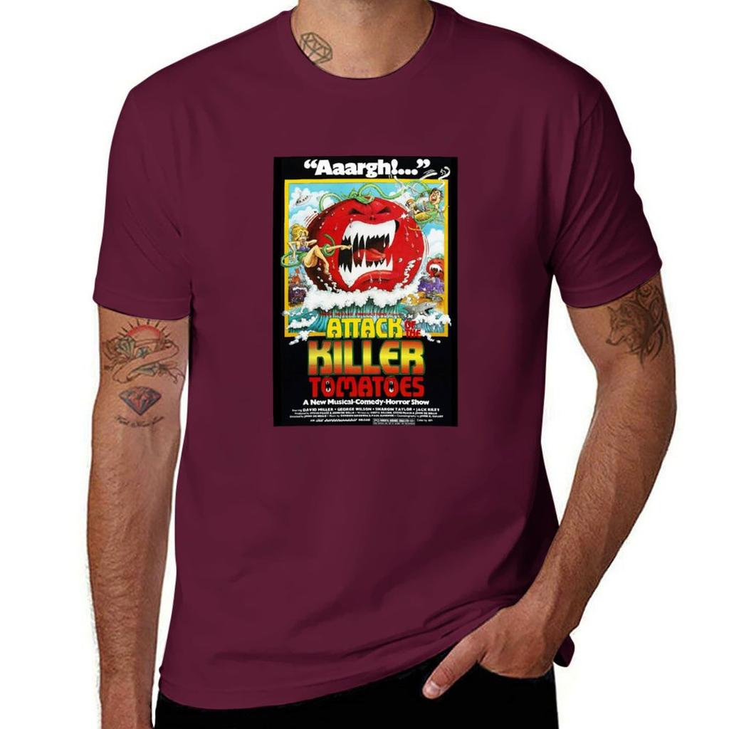 Attack of the Killer Tomatoes Filmplansch T-shirt sommartopp estetiska kläder vintagekläder herr långa t-shirts