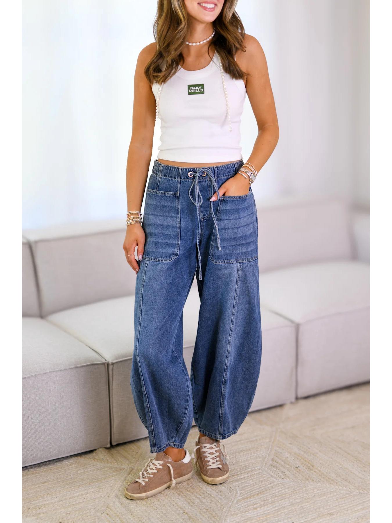 

Spring 2025 Women s Trendy Casual Jeans - Style 8926 Large темно-синий