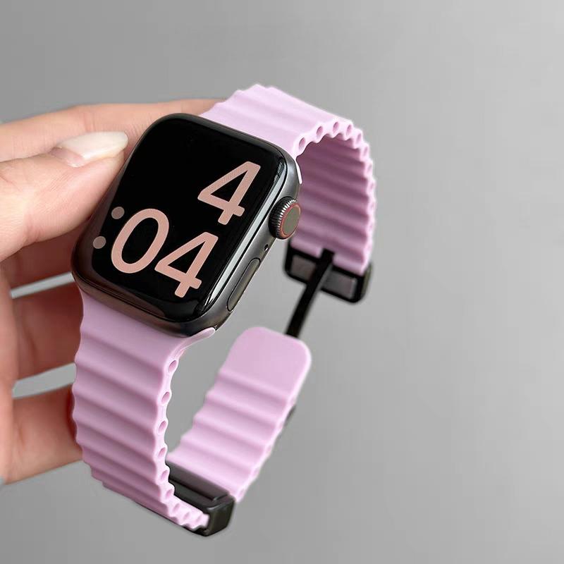 Silicone Strap For Apple watch band 49mm 46 45 44 40 41 38mm magnetic buckle bracelet iWatch series 3 4 5 6 se 7 8 9 10 Ultra 2