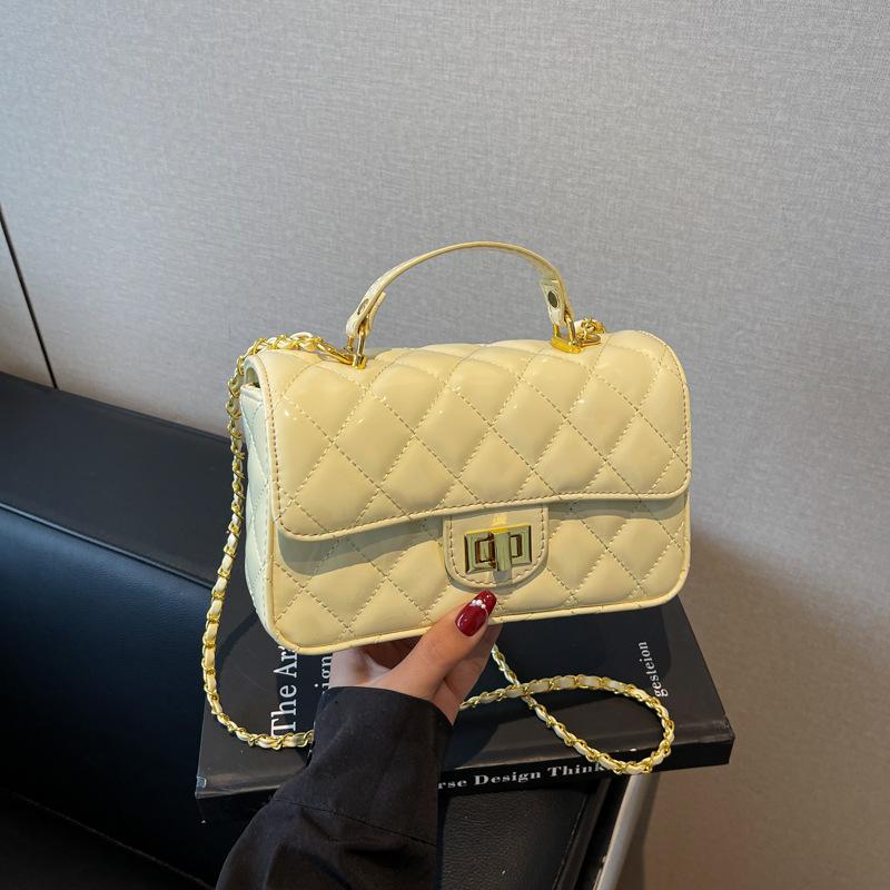 New high-end patent leather rhombus chain bag portable shoulder crossbody trendy women's bag