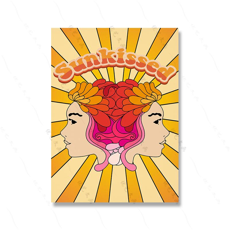 

70-е годы Красочные Цветочные Радужные Триповые Хиппи Настенные Художественные Плакаты Печать Ретро Цветочные Детский Стиль Холст Картина Гостиная Домашний Декор 21x30cm No Framed