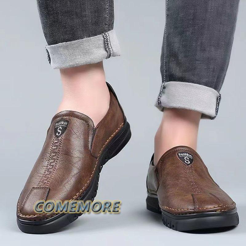 Fashion Handmade Leather PU Shoes Male Casual Sneakers Comfort Design Man's Business Loafers Moccasins Round Head Fashion Spring Autumn