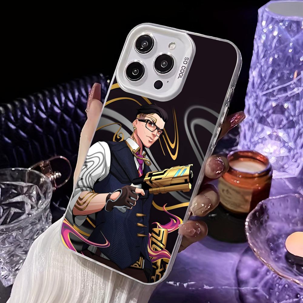 

Valo Chamber Phone Case for iPhone 17 16 15 14 13 12 11 X XR XS Air Pro Max Plus White Colorful Silver Cover iPhone X