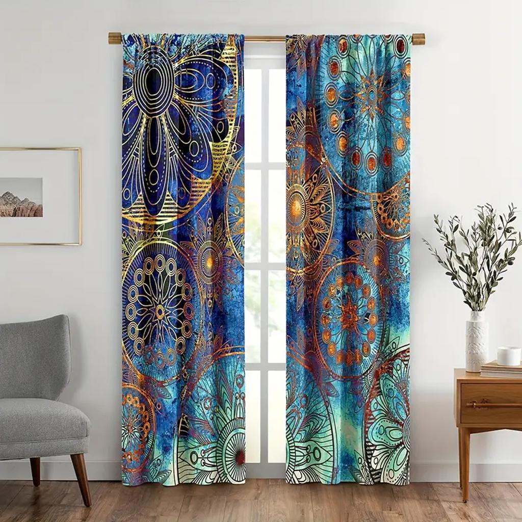 BOho-3D Printing Curtain for Adult, Essential Bedroom, Living Room, Shade Fabric, Custom Hook, Decorative