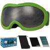 [OUTDOORSPARTA] Kids' Ski Goggles (Size 14, Green Frame, Full Silver-Plated Lenses)