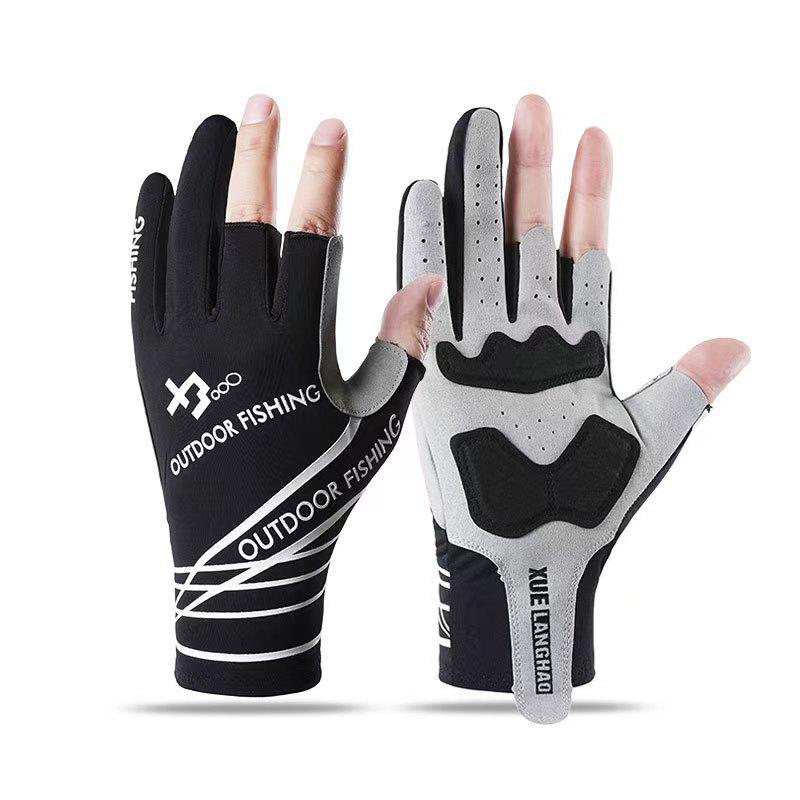 Spring & Summer Breathable Sun Protection Fishing Gloves - Anti-slip, Three-Fingerless, Thin Ice Silk, Wear-resistant Outdoor Angling Gloves