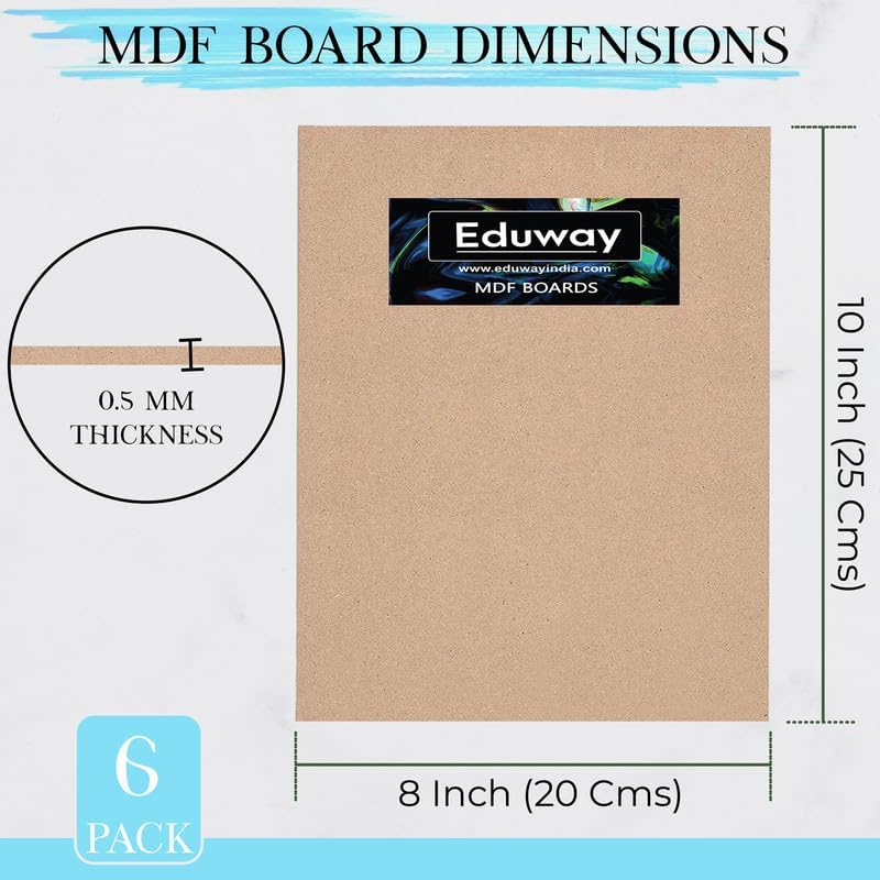 

Eduway 8X10 Inch Mdf Board Wood Sheet For Mandala , Lippan, Resin Art & Craft, 4Mm Thick, Pack Of 6 - Premium Cardboard 8 x 10 Inch (20 x 25 cm) коричневый