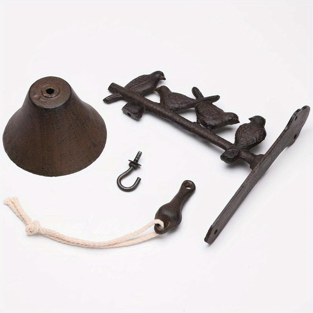 

Деревенский чугунный дверной звонок с четырьмя маленькими птичками в старинном стиле в стиле ретро, украшение для внешнего сада дома