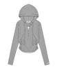 ZEROPLANET Eva Button Layered Knit Hoodie [Melange]