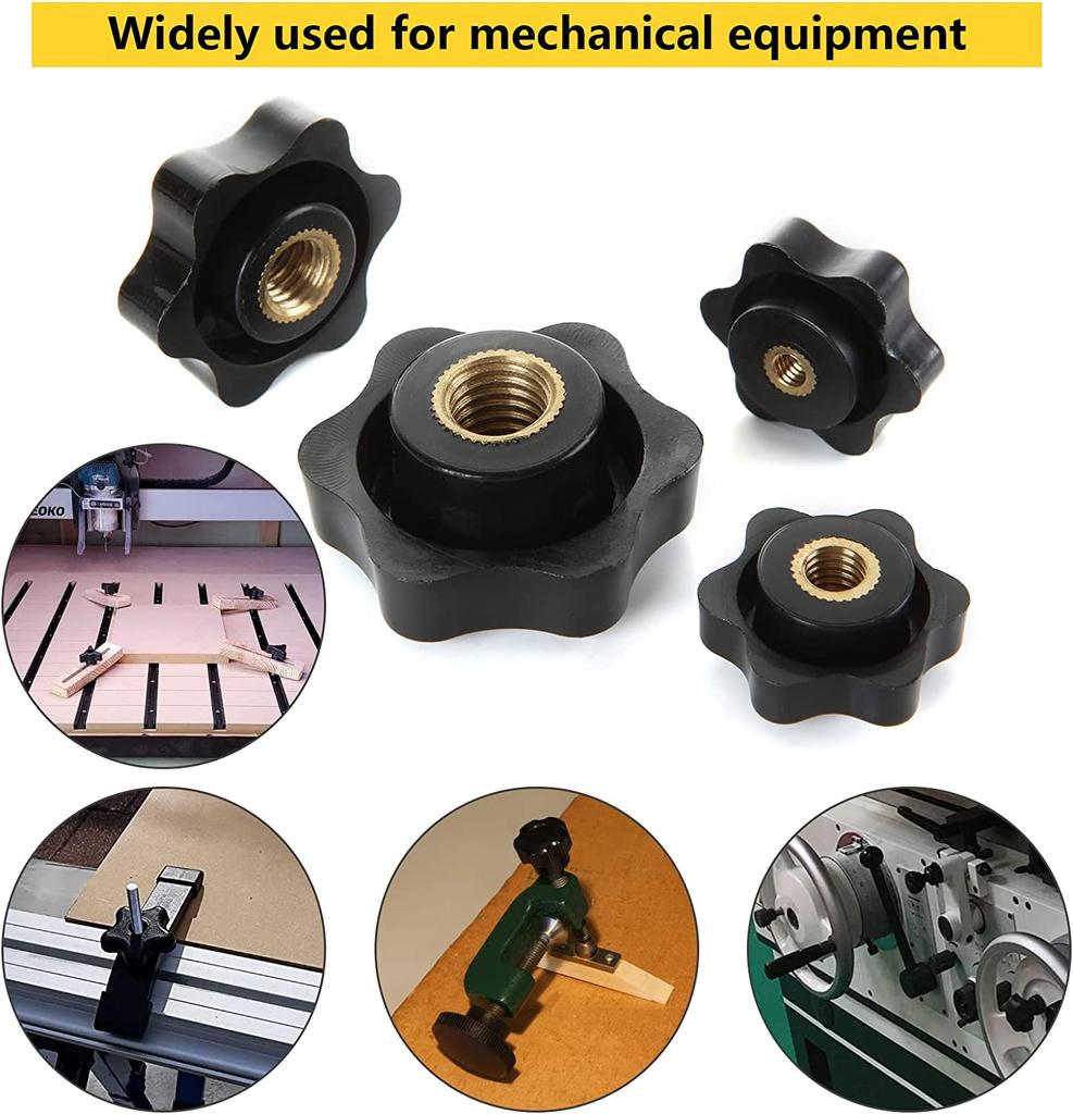 10/5 STKS M5 M6 M8 M10 Pruim Handvastdraaiende Moeren Handvat Schroefdraad Ster Mechanisch Zwarte Duimmoeren Klemknop Handmatige Moeren
