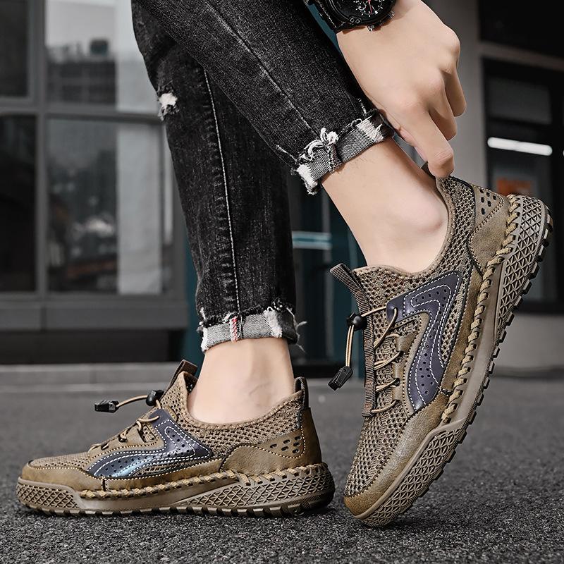 Mesh Shoes Men's 2025 Summer Hollow Board Shoes Breathable One Pedal Men's Shoes Soft Sole Non-slip Lightweight Casual Sports Shoes