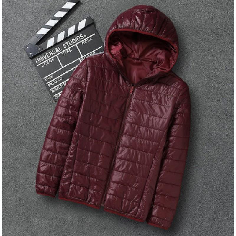 Mens Lightweight Short Cotton Hooded Jacket Winter Warm Casual Outerwear Youth In Gray Black Burgundy Army Green Navy Blue