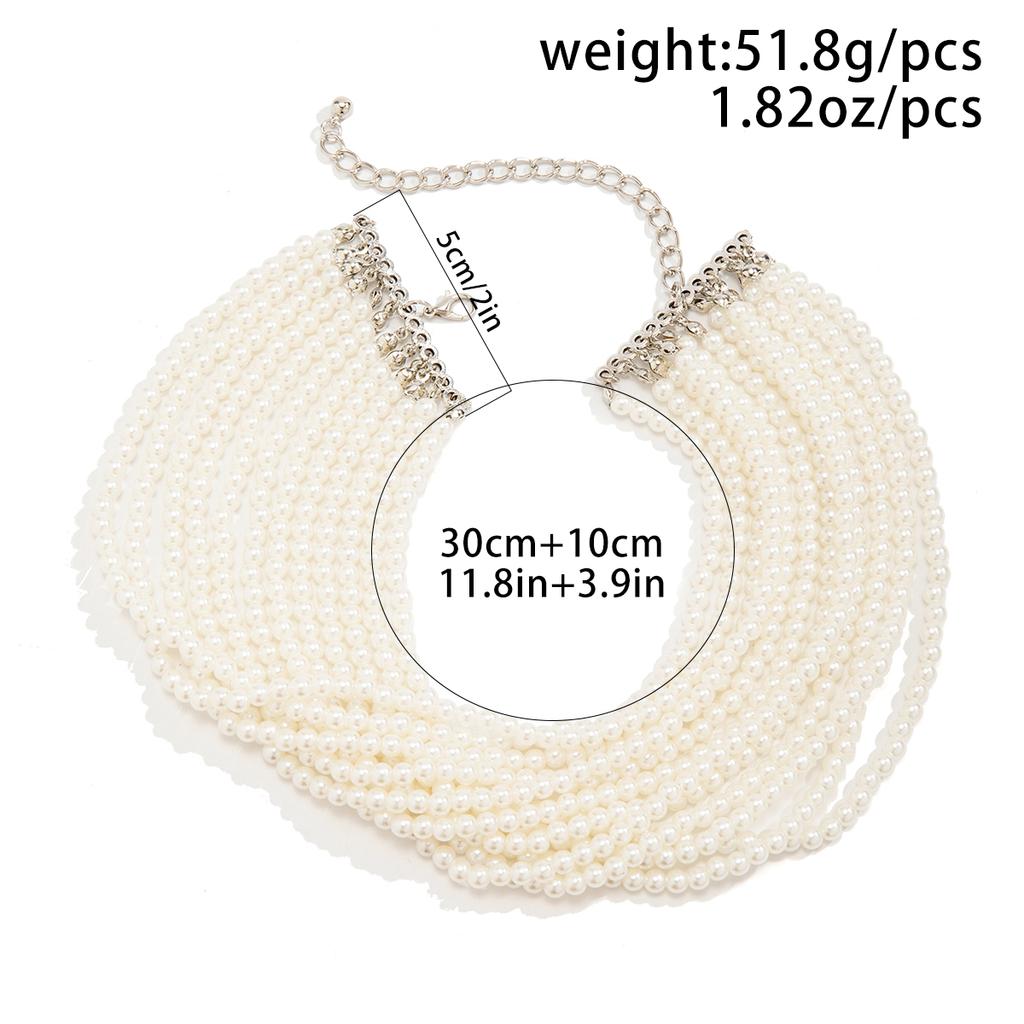 Multilayer Elegant Imitation Pearl Chunky Beads Chain Necklace for Women Wedding Bridal Goth Clavicle Choker Neck Accessories