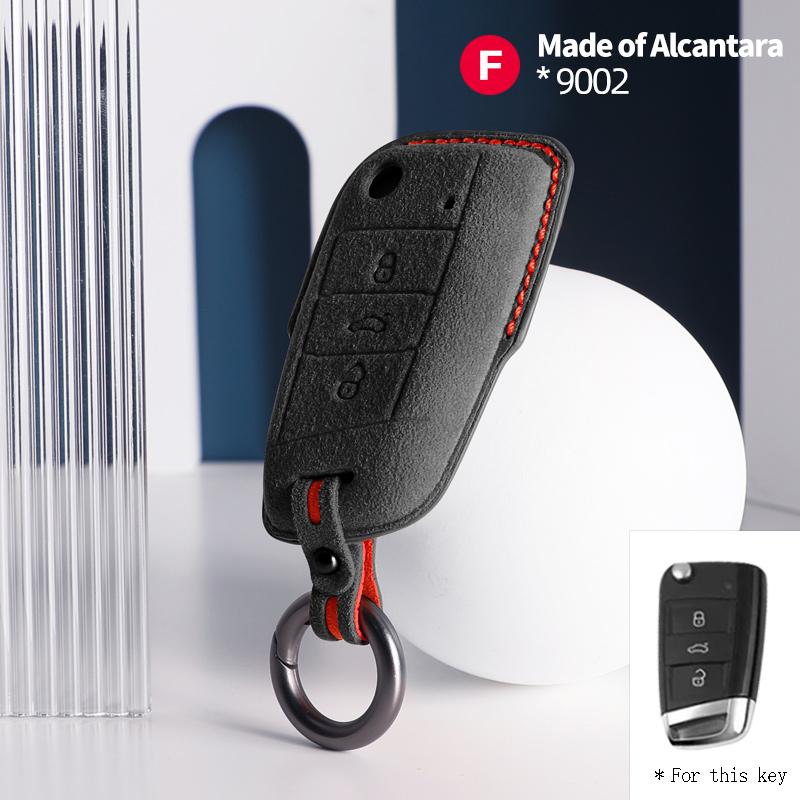 Interior Mouldings Car Key Case Alcantara Keychain For VW Volkswagen Golf 7 MK7 Tiguan MK2 Passat Sagitar Cover Shell Auto Inter
