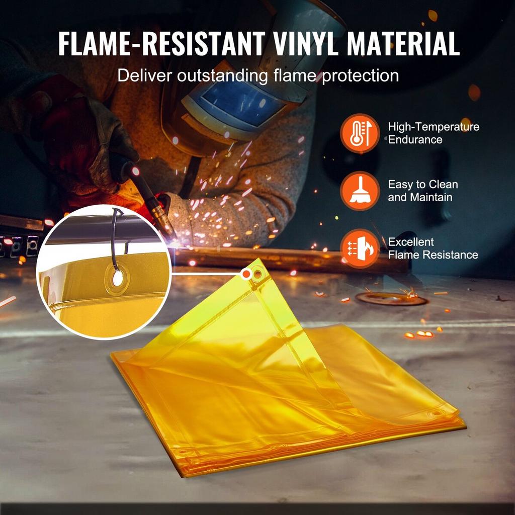 Welding Screen with Frame, 6' X 6' Welding Curtain Screen, Flame-Resistant Vinyl Welding Protection Screen On 4 Swivel Wheel (2 Lockable), Moveable &