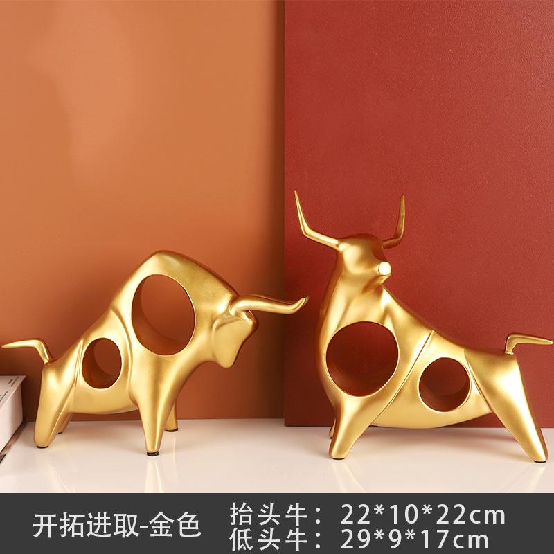 

1 пара смоляных украшений в виде Тельца, креативное освещение, роскошный дом, гостиная, винный шкаф, украшение для животных, поделки