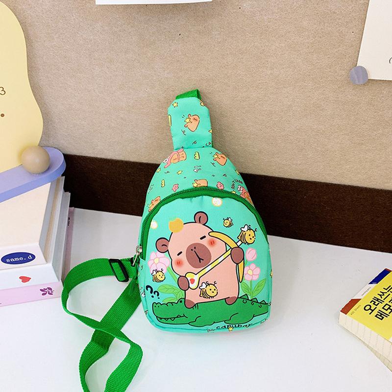 Cartoon Capybara Backpack Crossbody Bag Cute Printed Chest Bag  Storage Bag For Kids Portable Gift For Girls Boys
