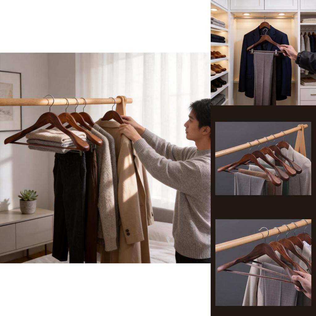 Wooden Coat Hanger With Shoulder Support For Home And Retail Use