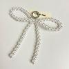 Y2K Korean Imitation Pearl Beaded Bowknot Keychain for Women Girls Bow Pendant Bag Decoration Accessories