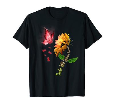 Butterfly Sunflower Prader-Willi Syndrome Awareness T-Shirt