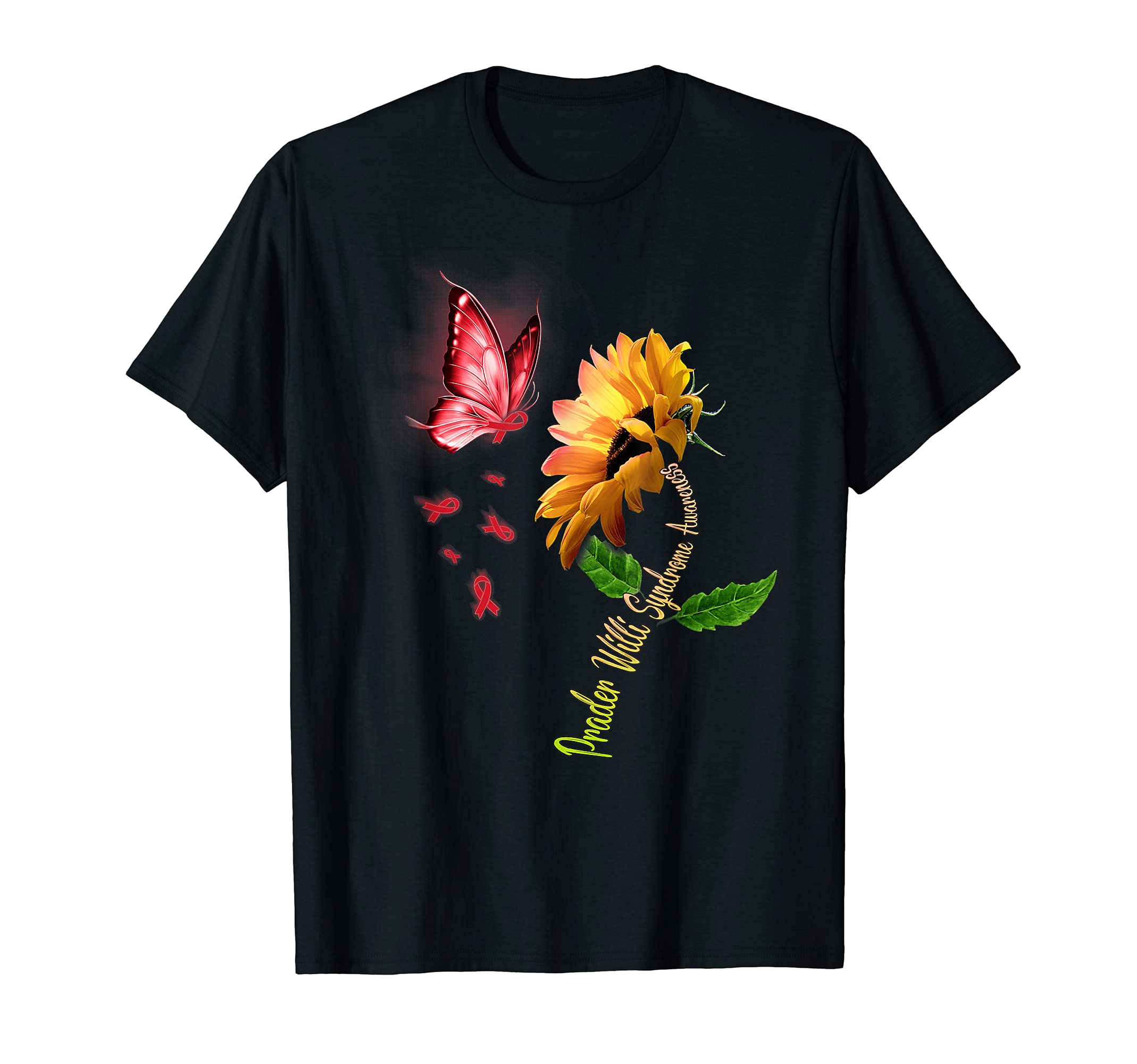 

Butterfly Sunflower Prader-Willi Syndrome Awareness T-Shirt