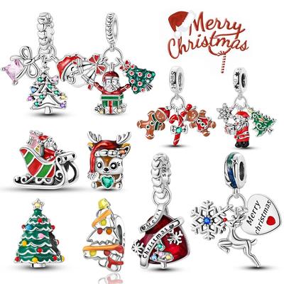 Copperchristmas Charms Elk Santa Claus Bead Snowflake Bell Snowman Charm Fit Original Bracelet Diy Fine Jewelry For Women
